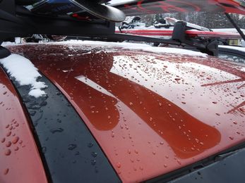 窓ガラスコートの保護膜効果を積雪地で見る車検証