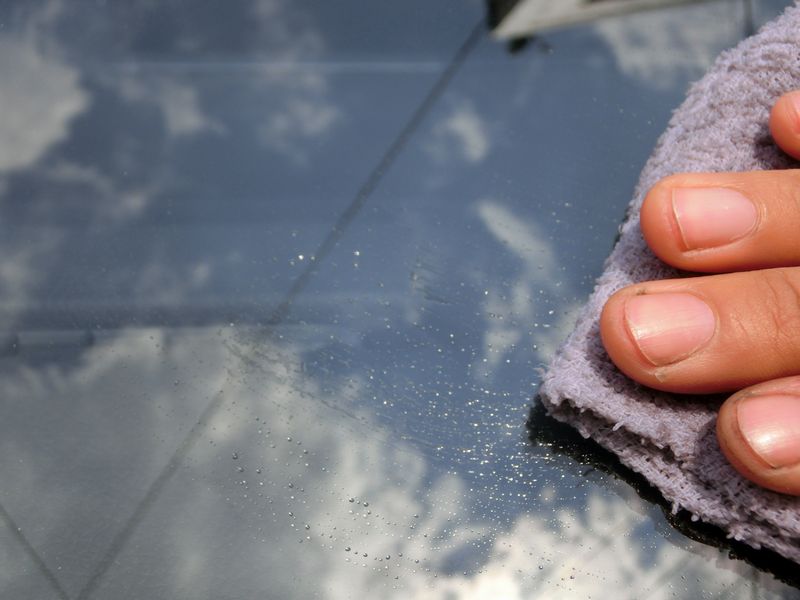 車の窓ガラスに付いた虫殻をタオル洗いで簡単除去
